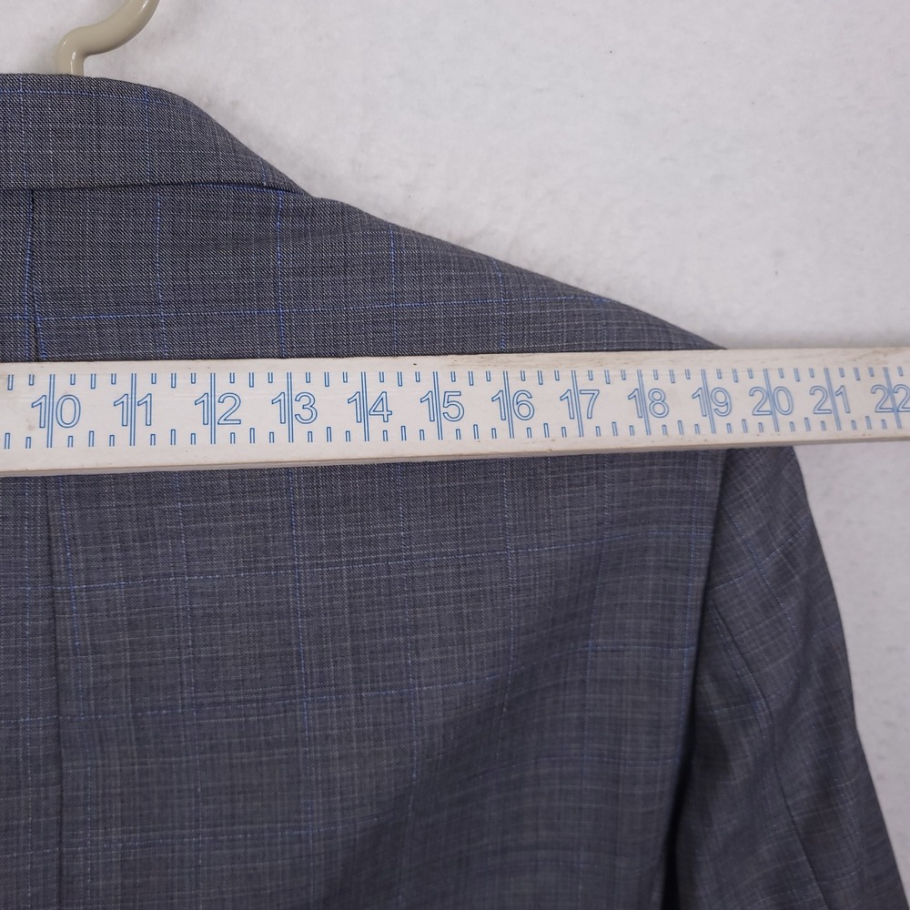 Psycho Bunny Sport Coat Mens 40R Grey Blue Glen Plaid Wool Blend Blazer - Picture 7 of 16
